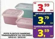 Roldão Sanremo - pote plástico transparente ou colorido sr10/43/sr10/45 oferta
