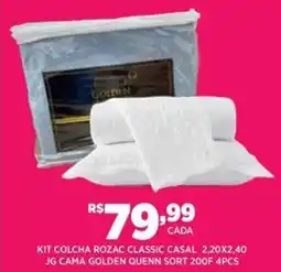 DB Supermercados Kit colcha rozac classic casal 2,20x2,40 JG cama golden quenn sort 200F oferta