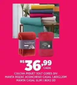 DB Supermercados Colcha piquet solt cores div manta rozac aconchego casal 1,80x2,20M manta casal slim 180x2.00 oferta