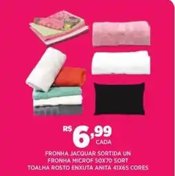 DB Supermercados Fronha jacquar sortida UN fronha microf 50x70 sort toalha rosto enxuta anita 41x65 cores oferta