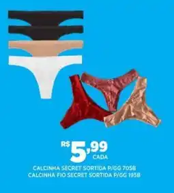 DB Supermercados Calcinha secret sortida P/GG 7058 calcinha fio secret sortida P/GG 1958 oferta