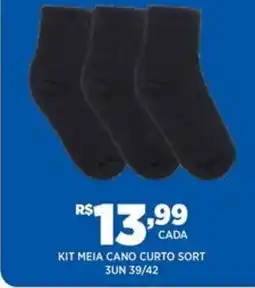 DB Supermercados Kit meia cano curto sort 3UN 39/42 oferta