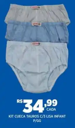 DB Supermercados Kit cueca tauros C/3 lisa infant P/GG oferta