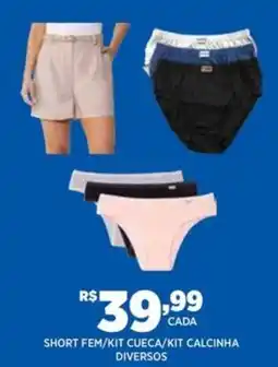 DB Supermercados Short fem kit cueca kit calcinha diversos oferta