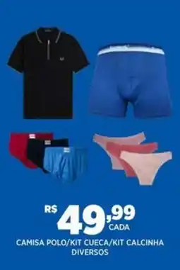 DB Supermercados Camisa polo kit cueca kit calcinha diversos oferta