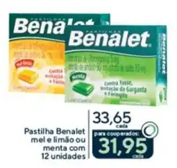 Drogaria Coop pastilha benalet mel e limão ou menta oferta