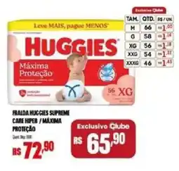 Bistek Supermercados Fralda huggies supreme care hiper / máxima proteção oferta