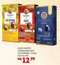 Bistek Supermercados Cafe caps.3 coracoes 56g colombia- cada oferta