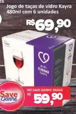 Supermercados Savegnago Jogo de taças de vidro kayra oferta