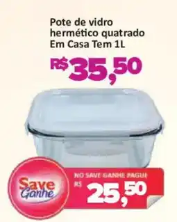 Supermercados Savegnago Pote de vidro hermético quadrado oferta