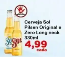 Chama Supermercados Cerveja Sol Pilsen Original e Zero Long neck oferta