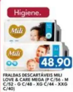 Rancho Bom Supermercados Fraldas descartáveis mili love & care mega oferta