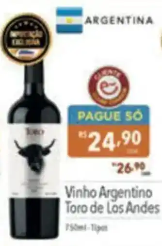Supermercados Condor Vinho Argentino Toro de Los Andes oferta