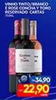 Novo Mix vinho tinto/branco e rose concha y toro reservado cartas oferta