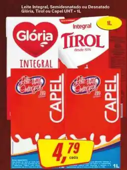 Rede Supermarket Leite Integral, Semidesnatado ou Desnatado Glória, Tirol ou Capel UHT - 1L oferta