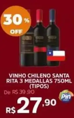 Pinheiro Supermercado vinho chileno santa rita 3 medallas oferta
