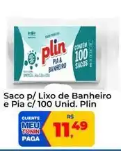 Plin - saco p/lixo de banheiro e pia c/100 unid