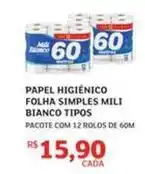 Assaí Atacadista Mili - papel higiênico folha simples bianco tipos oferta