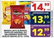 Roldão Lay's - batata clássica, ruffles original ou salgadinho doritos queijo nacho oferta