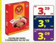 Roldão 3 corações - filtro de papel oferta