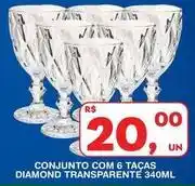 Diamond - conjunto com 6 tacas transparente 340ml