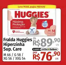 Supermercado Dalben Fralda huggies hiperzinha sup. care oferta
