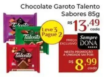 Dona de Casa Chocolate Garoto Talento Sabores oferta
