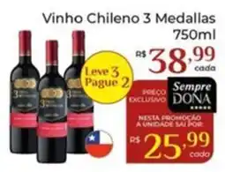 Dona de Casa Vinho Chileno 3 Medallas oferta
