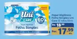 Shibata Supermercados Papel Higiênico Folha Simples Uni Care oferta
