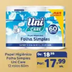 Shibata Supermercados Papel Higiênico Folha Simples Uni Care oferta