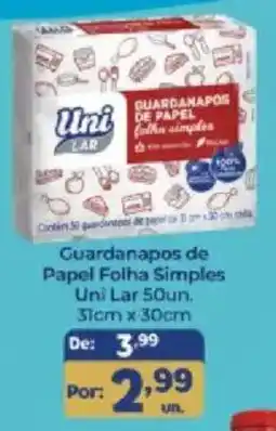 Shibata Supermercados Guardanapos de Papel Folha Simples Uni Lar 50un oferta