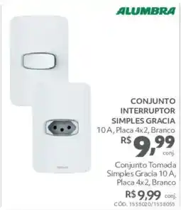 Telhanorte Conjunto interruptor simples gracia 10 a, placa 4x2, branco oferta