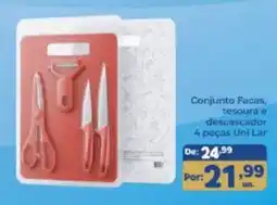 Shibata Supermercados Conjunto Facas, tesoura e descascador oferta
