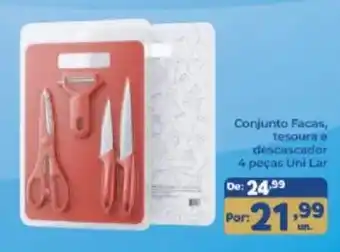 Conjunto Facas, tesoura e descascador