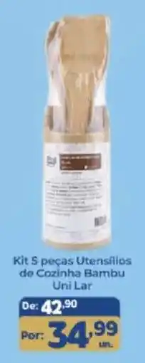Shibata Supermercados Kit 5 peças Utensílios de Cozinha Bambu oferta
