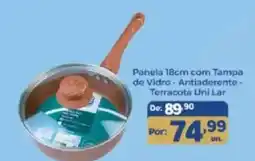 Shibata Supermercados Panela 18cm com Tampa de Vidro - Antiaderente - Terracota Uni Lar oferta