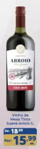 Shibata Supermercados Vinho de Mesa Tinto Suave Arroio 1L oferta