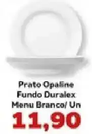 Supermercados Tauste Prato Opaline Fundo DuraLex Menu Branco oferta