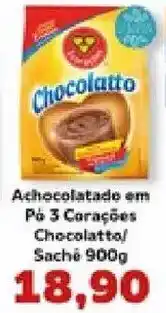 Supermercados Tauste Achocolatado em Pó 3 Corações Chocolatto oferta