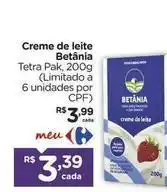Carrefour Betânia - creme de leite oferta