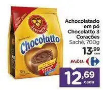 Carrefour 3 corações - achocolatado em pó chocolatto oferta