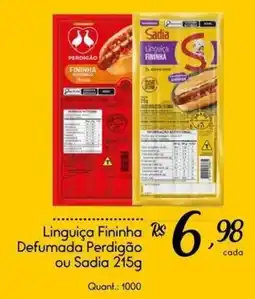 Giassi Supermercados Linguiça Fininha Defumada Perdigão ou Sadia oferta