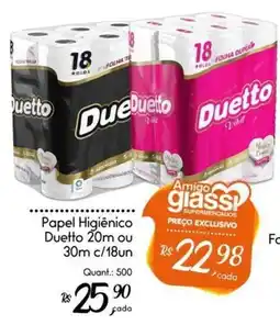 Giassi Supermercados Papel Higiênico Duetto 20m ou 30m c/18un oferta