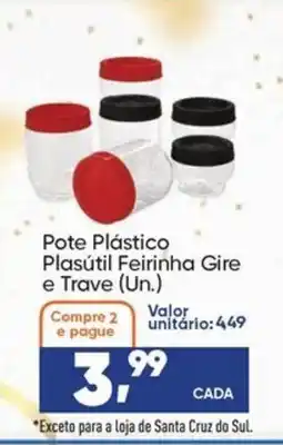 Imec Supermercados Pote Plástico Plasútil Feirinha Gire e Trave oferta