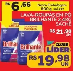 Lider Atacadista Lava-roupas em pó brilhante 2,4kg sachê oferta