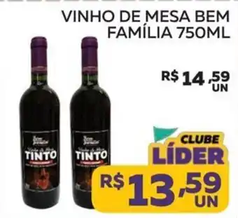 Lider Atacadista Vinho de mesa bem família oferta