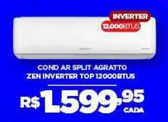 DB Supermercados Cond ar split agratto zen inverter top 12000btus oferta