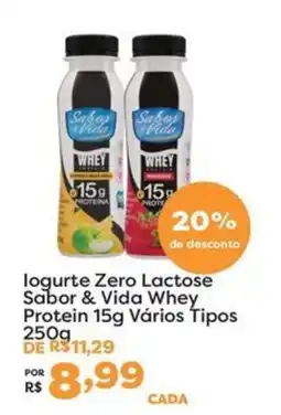 Mercadinhos São Luiz Iogurte zero lactose sabor & vida whey protein 15g vários tipos oferta