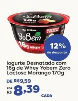 Mercadinhos São Luiz loguarte desnatado com 16g de whey yobem zero lactose morango oferta