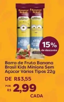 Mercadinhos São Luiz Barra de fruta banana brasil kids minions sem açúcar vários tipos oferta